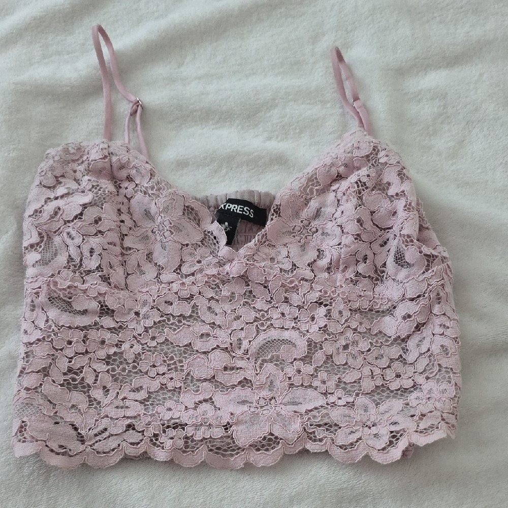 Express Pink Lace Crop Top